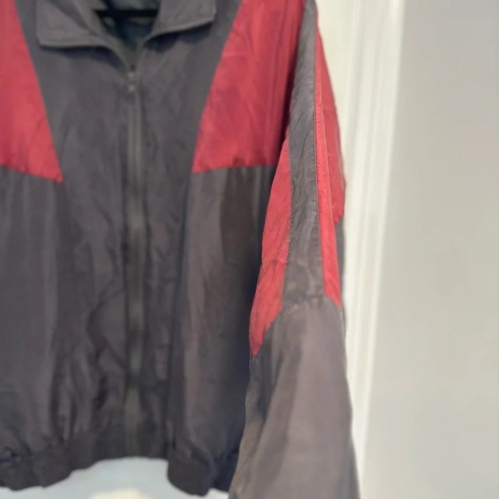 VTG 90s Personal Choice Silk windbreaker jacket grey maroon colorblock jacket